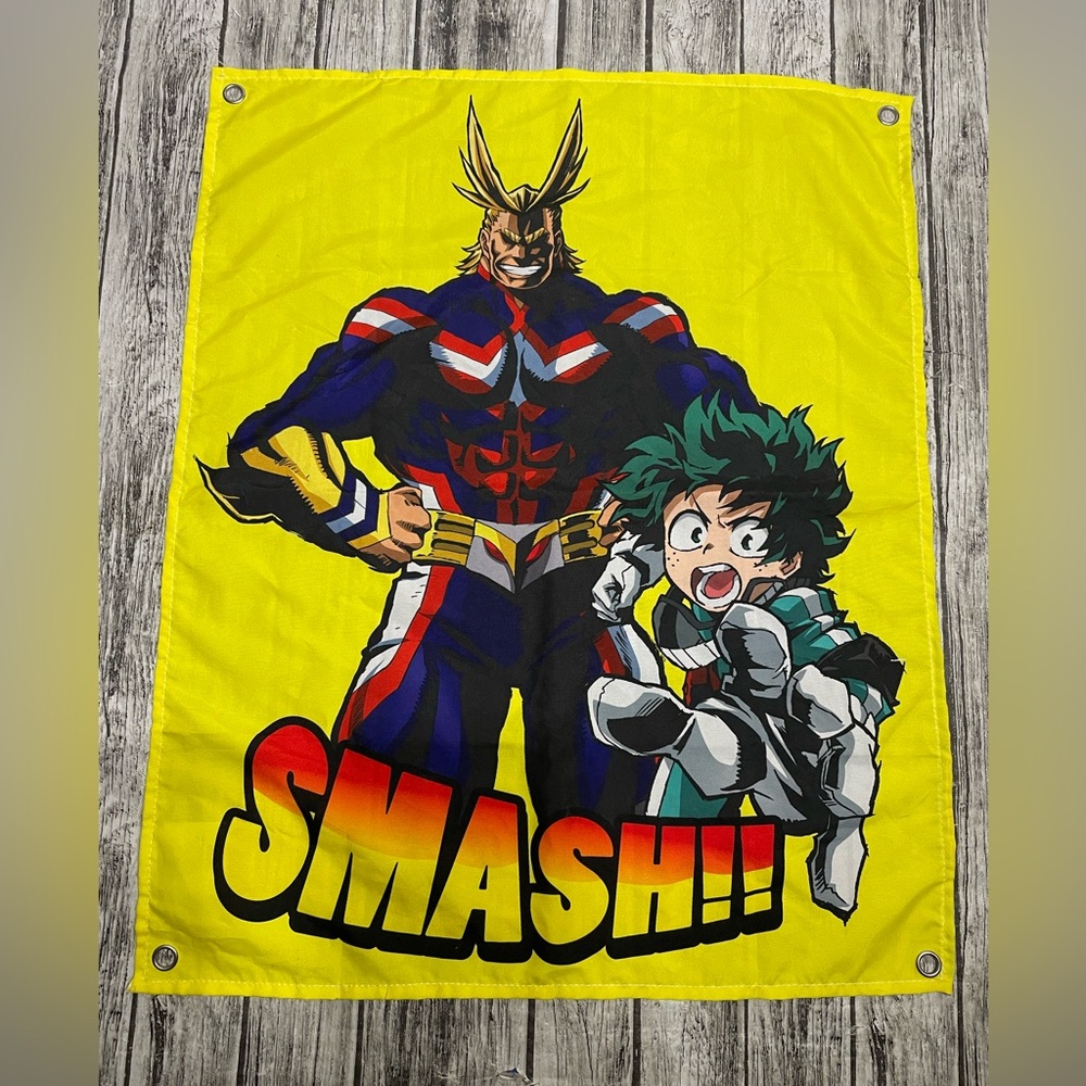18.5”x23.5” My Hero Academia All Might  & Deku Fabric Poster Tapestry Riveted